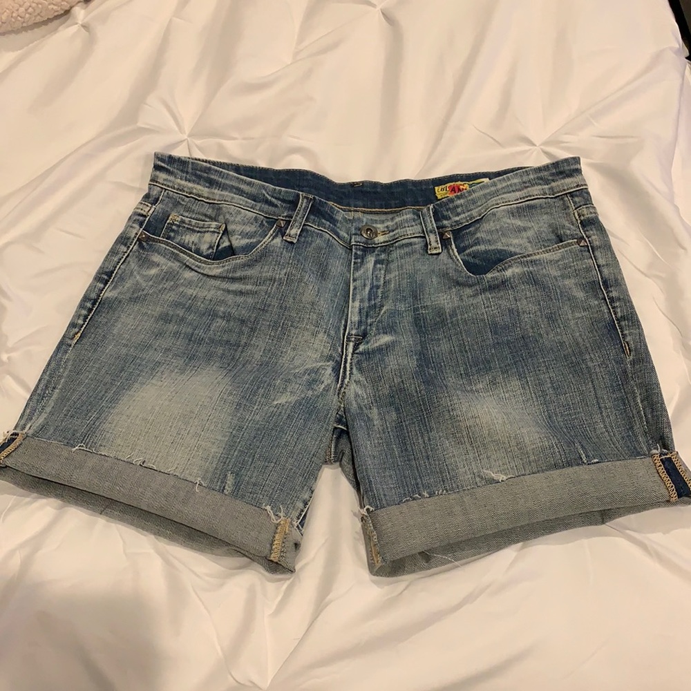 Blank denim studded jean shorts